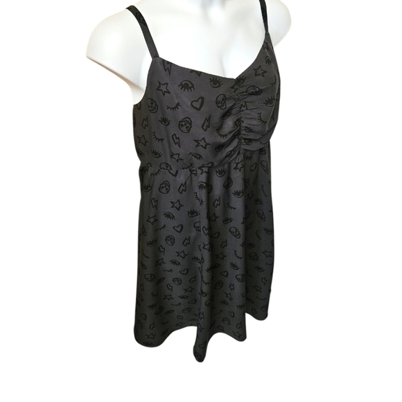 TORRID Plus Size Black & Gray Challis Skull Mini Skater Dress 2X - Picture 4 of 16